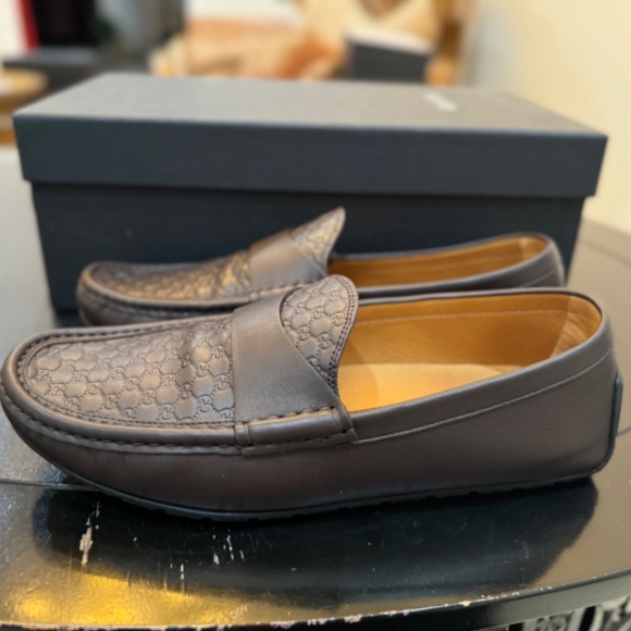 Authentic Gucci Microguccissima Leather Driver Loafer shoes  Size 8 main image 7